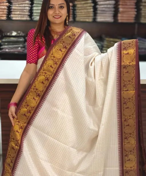 Aab Checks Peacock Vol 1 Silk Stylish Border Traditional Wear Saree Collection