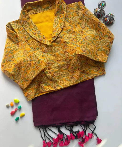 Ajrakh Fancy Vol 2 Khadi Cotton Saree Ajrakh Printed Blouse Collection