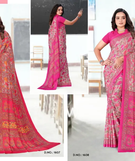 Angoori Crape Vol 7 Printed Crepe Uniform Saree Collection