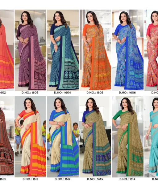 Angoori Crape Vol 7 Printed Crepe Uniform Saree Collection