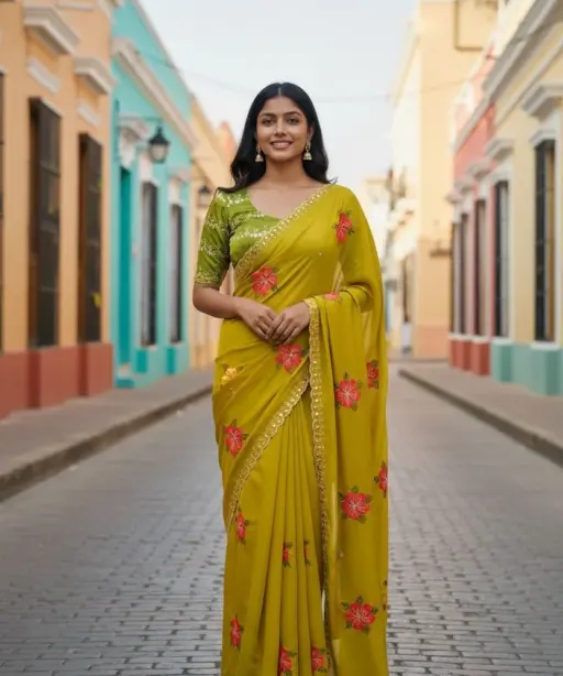 Bt 1305 B Viscose Rangoli Floral Embroidery Worked Fancy Saree Collection