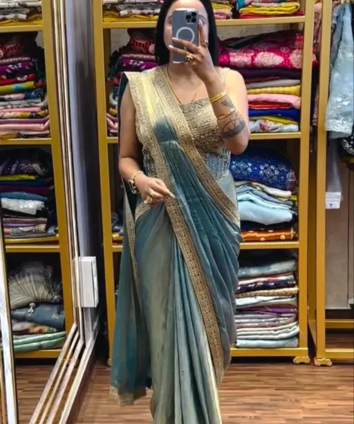 Bt 7137 Satin Sequence Ready to Wear Fancy Saree