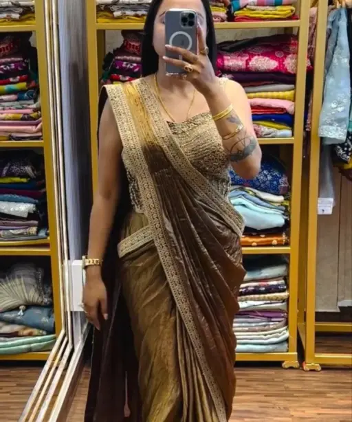 Bt 7137 Satin Sequence Ready to Wear Fancy Saree