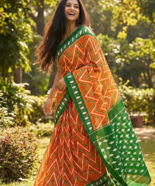 Df Trirang Cotton Printed Republic Day Special Tricolor Saree Collection