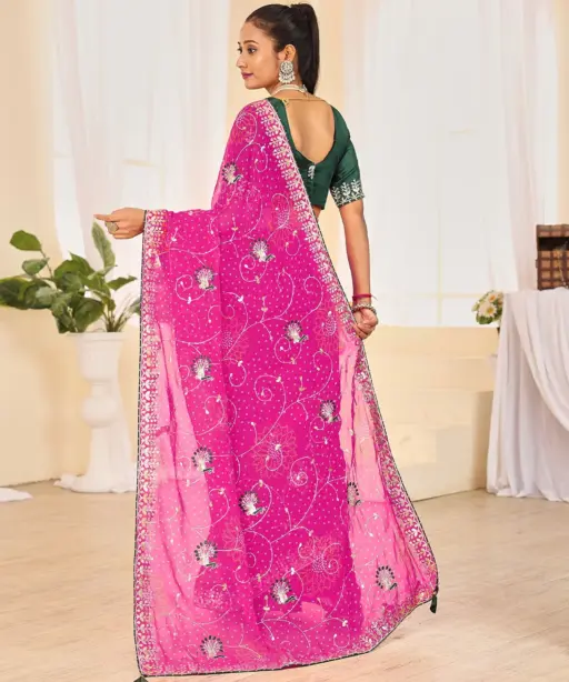 Jalnidhi Ful Patti Georgette with Embroidery Bandhani Saree Collection
