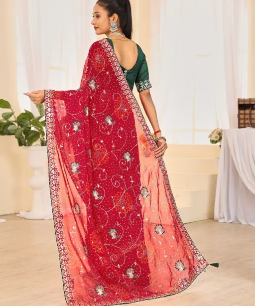 Jalnidhi Ful Patti Georgette with Embroidery Bandhani Saree Collection
