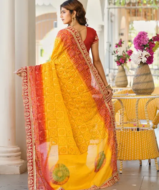 Jalnidhi Saloni Moss Chiffon with Fancy Bandhani Printed Saree Collection