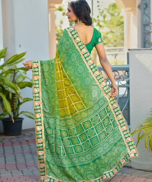 Jalnidhi Saloni Moss Chiffon with Fancy Bandhani Printed Saree Collection