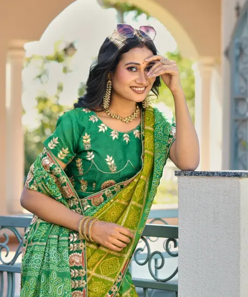 Jalnidhi Saloni Moss Chiffon with Fancy Bandhani Printed Saree Collection