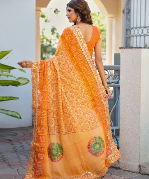 Jalnidhi Saloni Moss Chiffon with Fancy Bandhani Printed Saree Collection