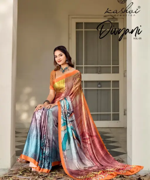 Kashvi Divyani Vol 5 Satin Casual Wear Saree Collection