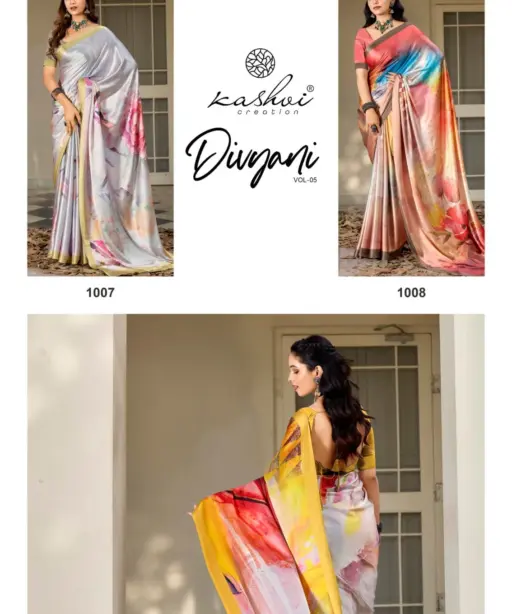 Kashvi Divyani Vol 5 Satin Casual Wear Saree Collection
