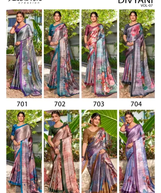 Kashvi Divyani Vol 7 Satin Casual Wear Saree Collection