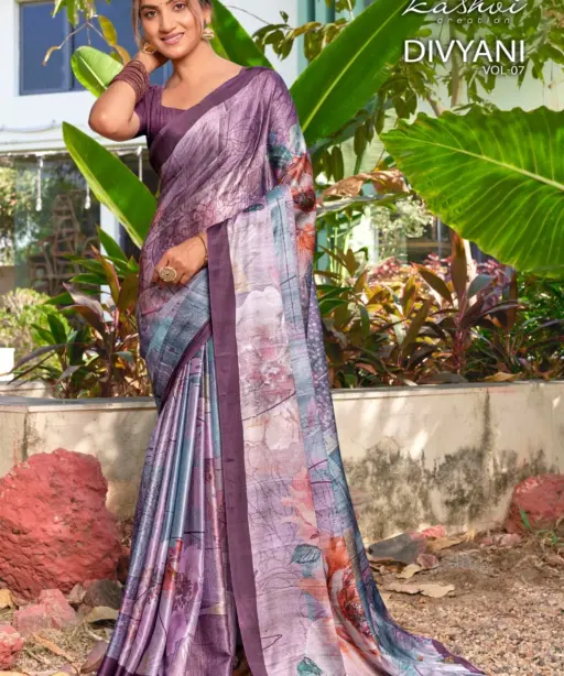 Kashvi Divyani Vol 7 Satin Casual Wear Saree Collection