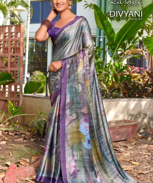 Kashvi Divyani Vol 7 Satin Casual Wear Saree Collection