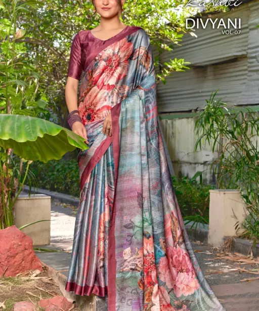 Kashvi Divyani Vol 7 Satin Casual Wear Saree Collection