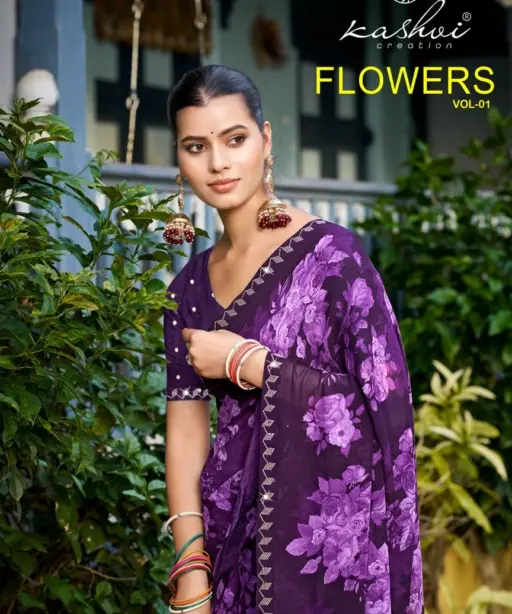 Kashvi Flowers Vol 1 Georgette with Work Saree Collection