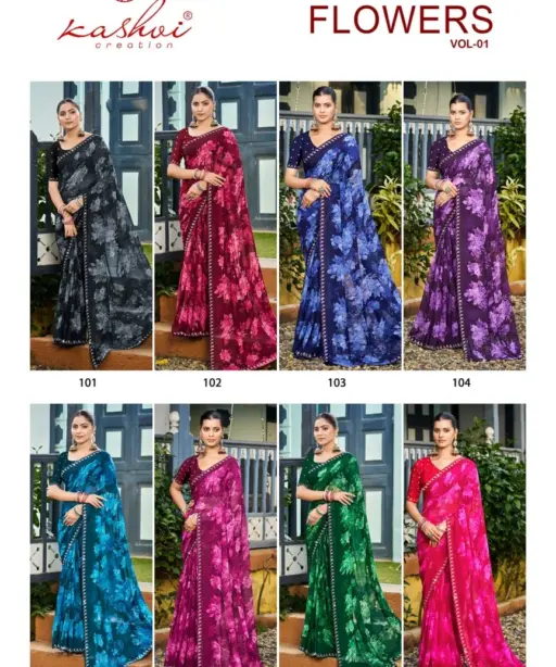 Kashvi Flowers Vol 1 Georgette with Work Saree Collection