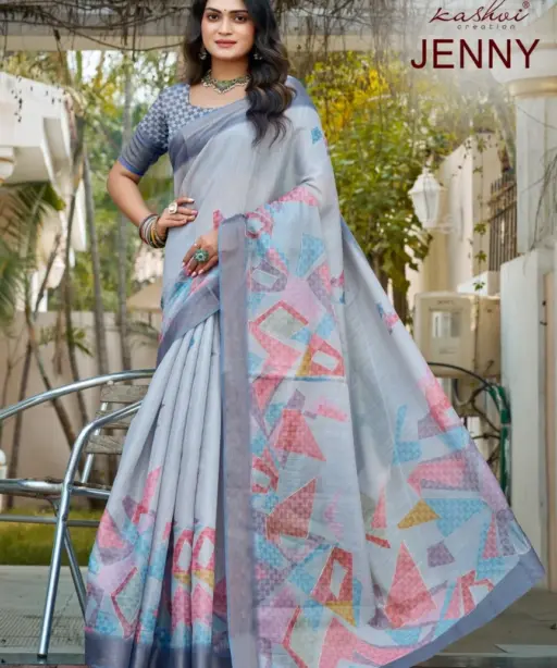 Kashvi Jenny Silk with Aari Work Casual Wear Saree Collection