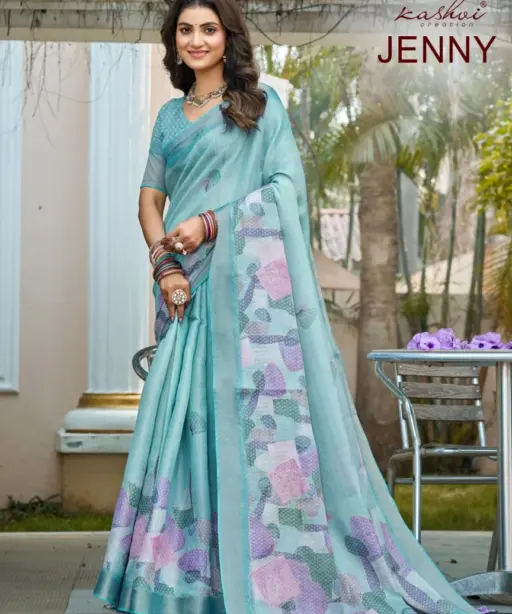 Kashvi Jenny Silk with Aari Work Casual Wear Saree Collection