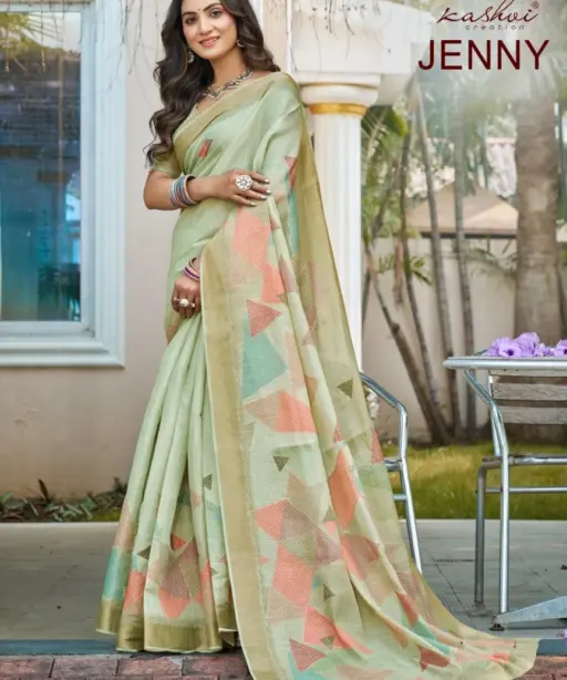 Kashvi Jenny Silk with Aari Work Casual Wear Saree Collection