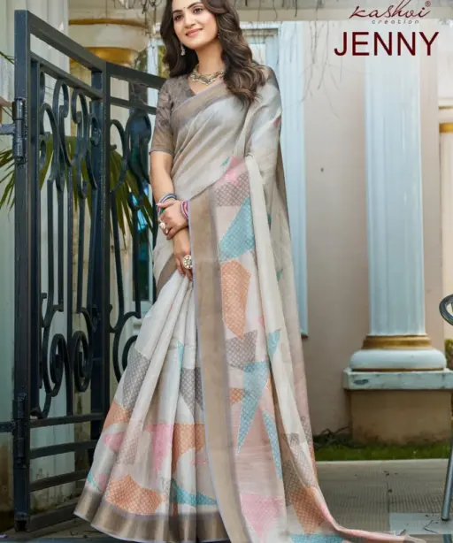 Kashvi Jenny Silk with Aari Work Casual Wear Saree Collection