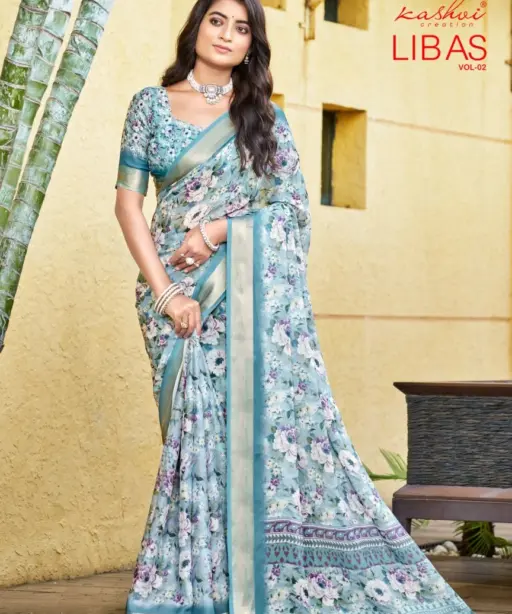Kashvi Libas Vol 2 Dull Moss Digital Printed Casual Wear Saree Collection