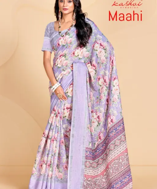 Kashvi Maahi Linen with Sequence Border Saree Collection