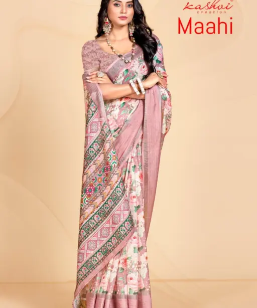 Kashvi Maahi Linen with Sequence Border Saree Collection