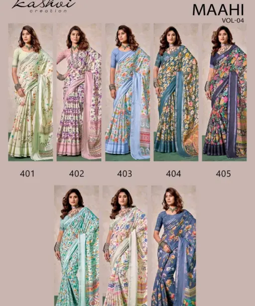 Kashvi Maahi Vol 4 Linen with Sequence Border Saree Collection