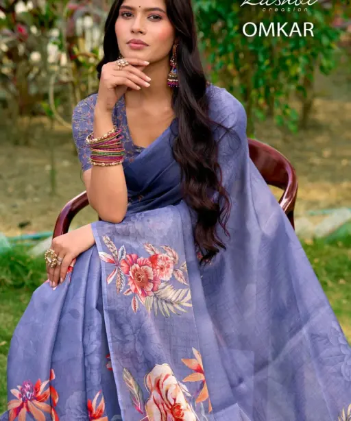 Kashvi Omkar Silk with Foil Work Casual Wear Saree Collection