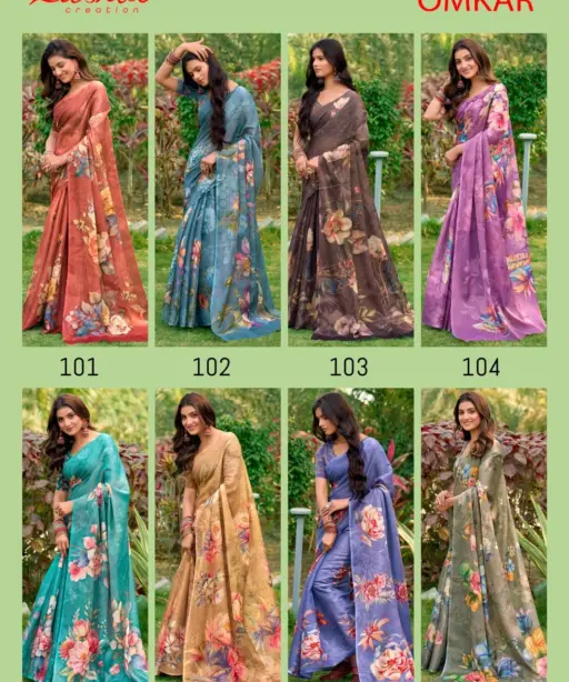 Kashvi Omkar Silk with Foil Work Casual Wear Saree Collection