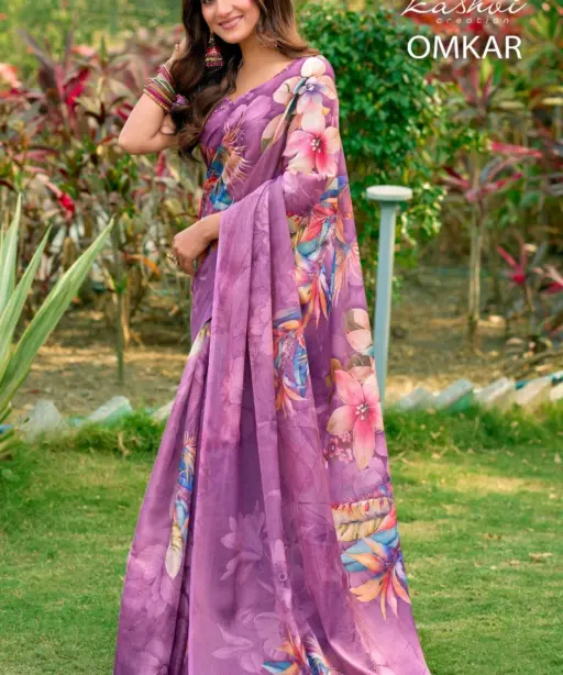 Kashvi Omkar Silk with Foil Work Casual Wear Saree Collection