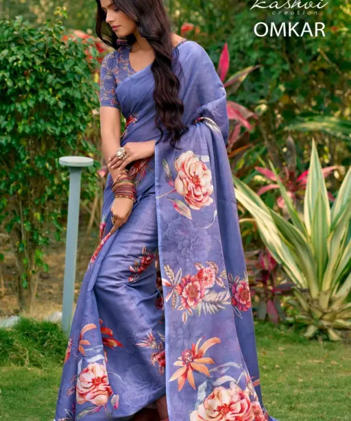 Kashvi Omkar Silk with Foil Work Casual Wear Saree Collection