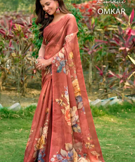 Kashvi Omkar Silk with Foil Work Casual Wear Saree Collection