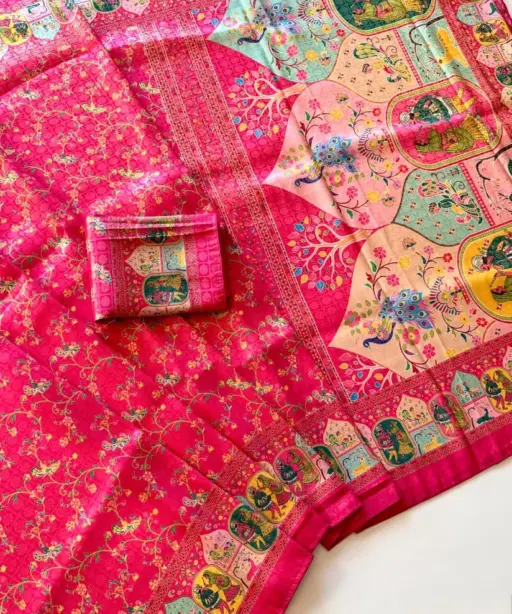 Kc 203 Softy Silk Printed Traditional Wear Saree