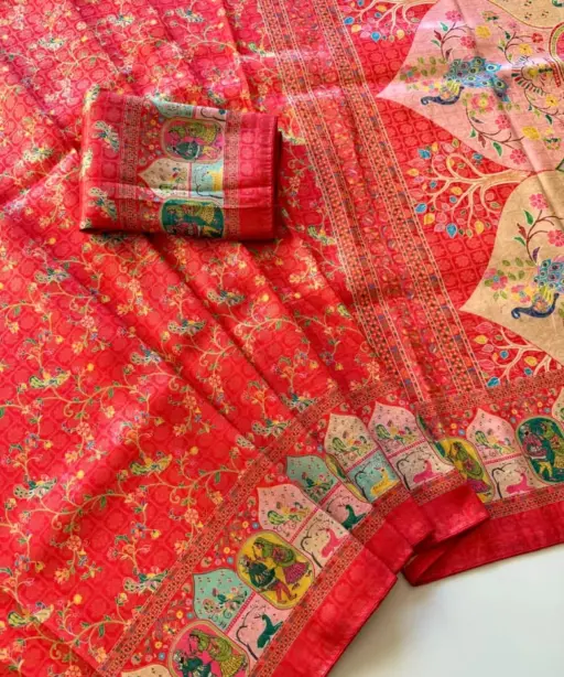 Kc 203 Softy Silk Printed Traditional Wear Saree