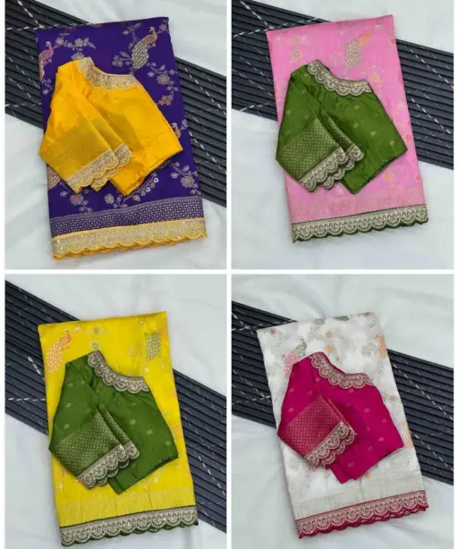 Kc 206 Pure Dola Silk Embroidered Saree Collection