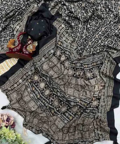 Kc 2082 Soft Crepe Silk Ajrakh Printed Saree Collection