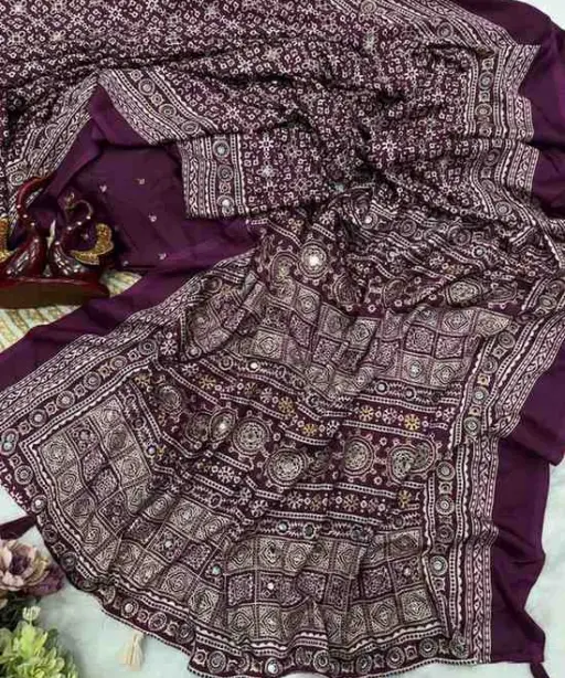 Kc 2082 Soft Crepe Silk Ajrakh Printed Saree Collection