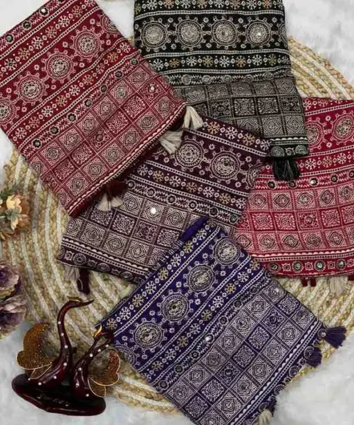 Kc 2082 Soft Crepe Silk Ajrakh Printed Saree Collection