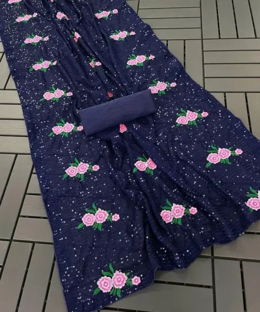 Kc 57 Georgette Multi Thread Sequence Worked Beautiful Saree Collection