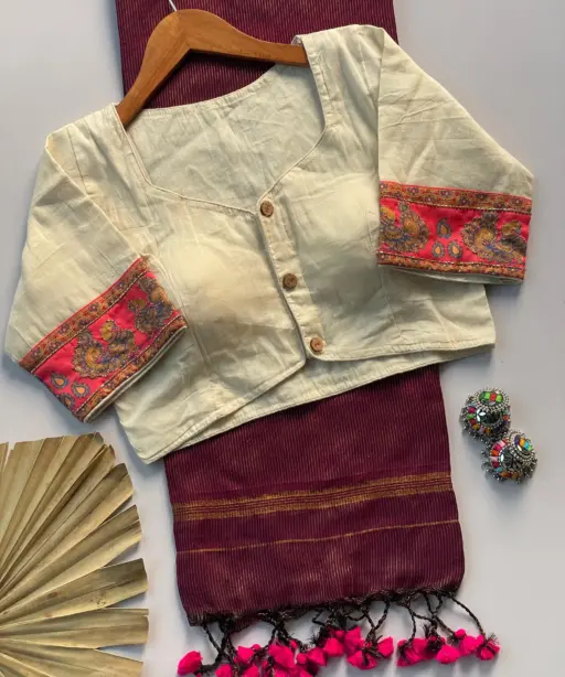 Khadi Vol 3 Khadi Cotton Jari Lining Saree and Blouse Apllic Work Collection