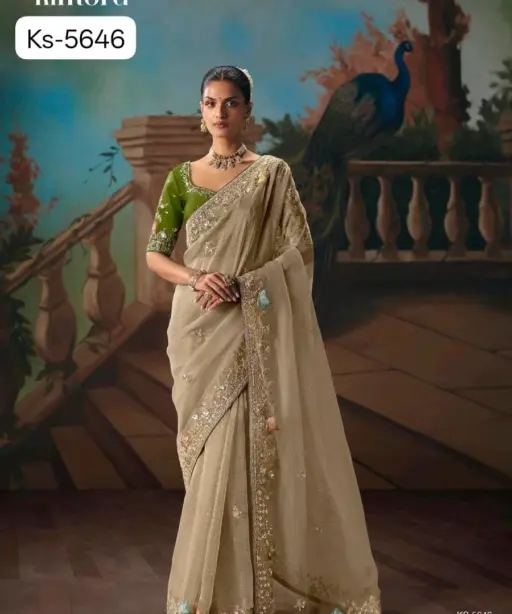 Kimora Kajal Fancy Thread Embroidered Work Designer Saree Collection