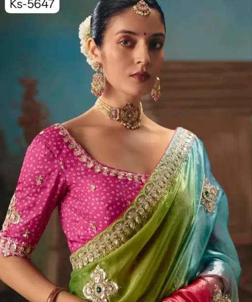 Kimora Kajal Fancy Thread Embroidered Work Designer Saree Collection