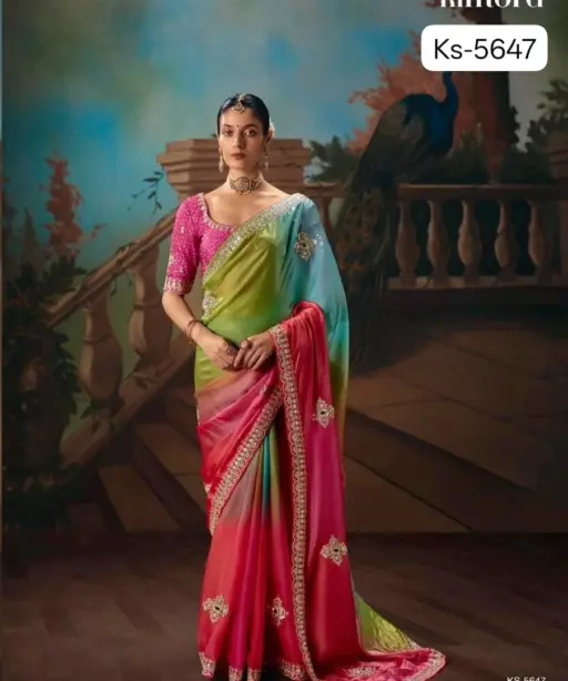 Kimora Kajal Fancy Thread Embroidered Work Designer Saree Collection