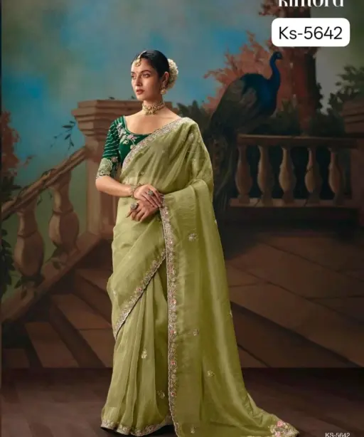 Kimora Kajal Fancy Thread Embroidered Work Designer Saree Collection