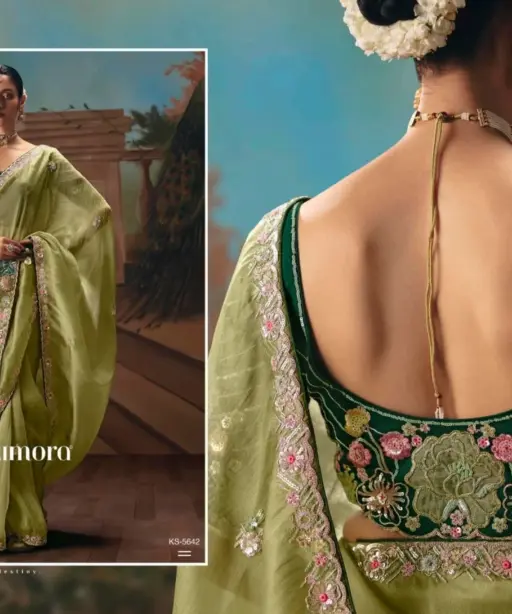 Kimora Kajal Fancy Thread Embroidered Work Designer Saree Collection