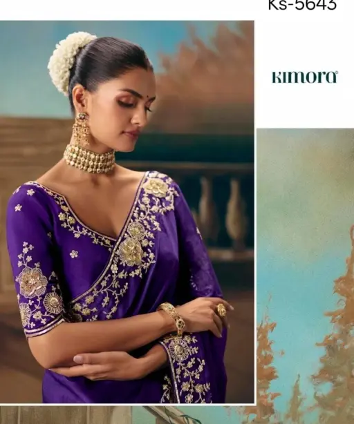 Kimora Kajal Fancy Thread Embroidered Work Designer Saree Collection