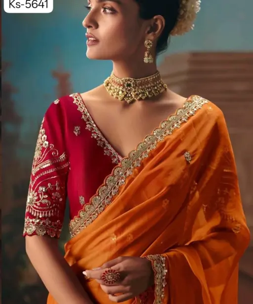 Kimora Kajal Fancy Thread Embroidered Work Designer Saree Collection